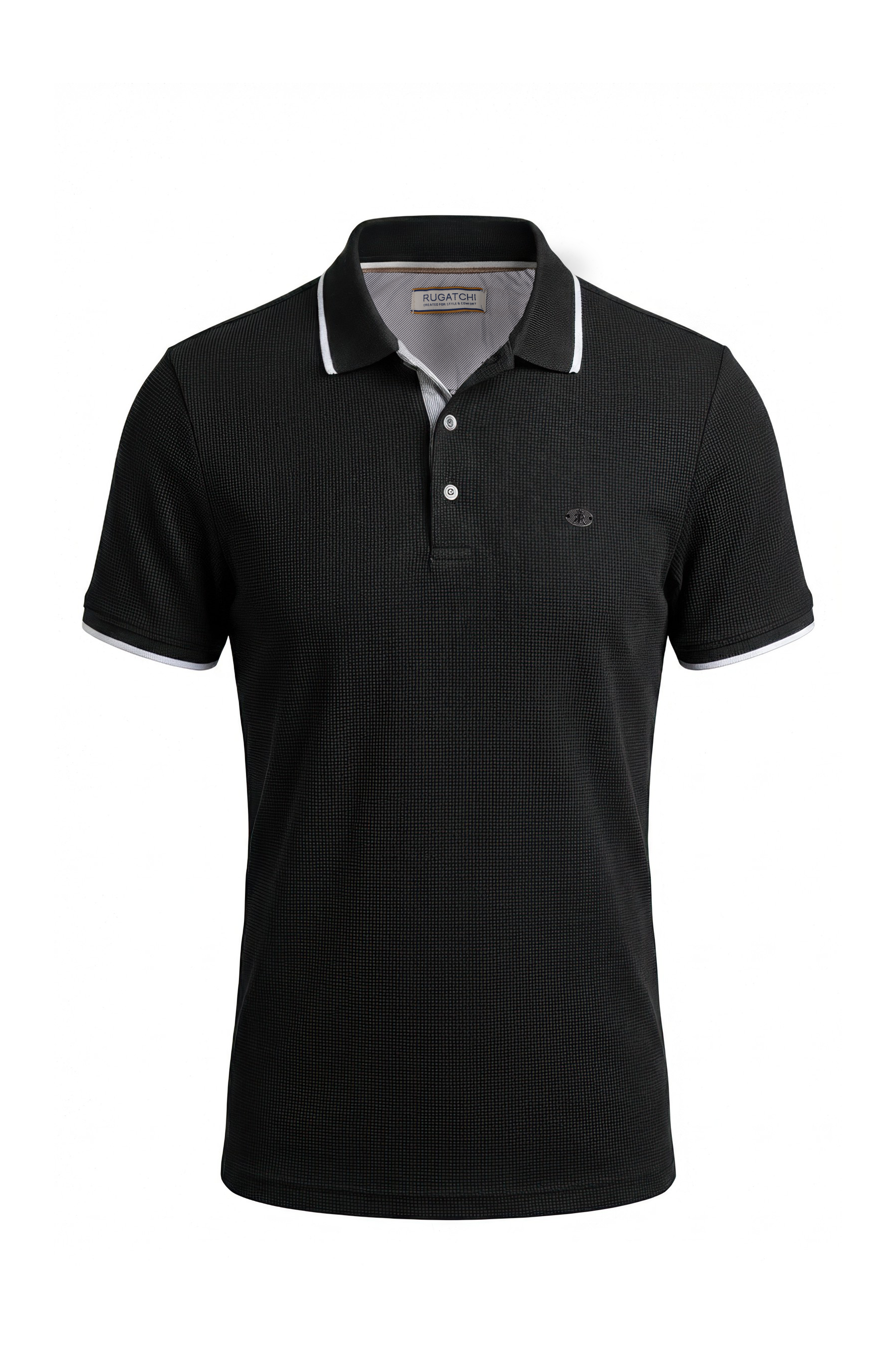 Erkek Waffle Dokulu Kontrast Çizgili Polo