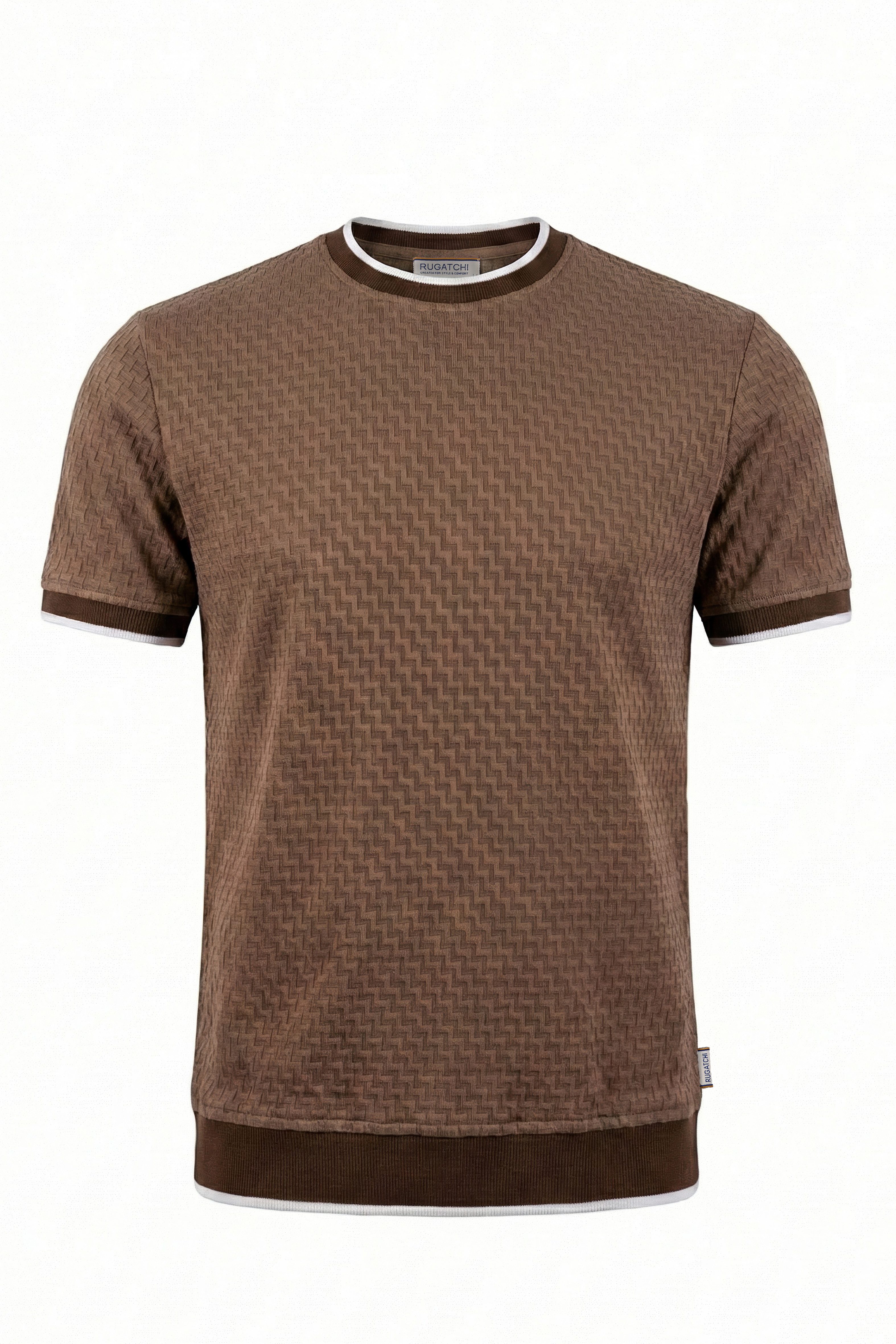 Erkek Triko Görünümlü Bisiklet Yaka Tişört