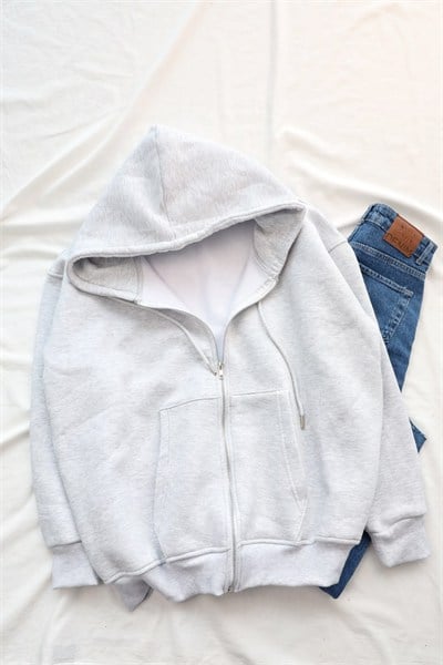 SweatFermuarlı Oversize Sweat