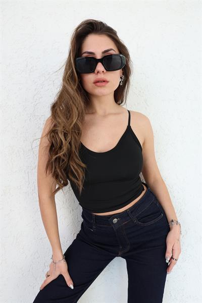 Arkası Çapraz Lastikli Kaplı Crop