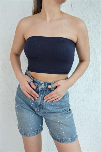 Dikişsiz Kaşkorse Straplez Crop