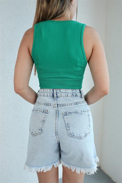 Dikişsiz V Yaka Crop