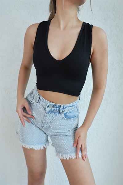 Dikişsiz V Yaka Crop