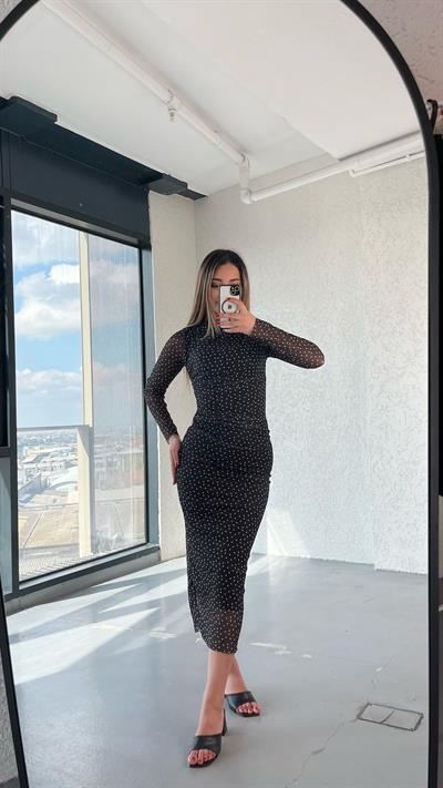 Büzgülü Maxi Puanlı Elbise