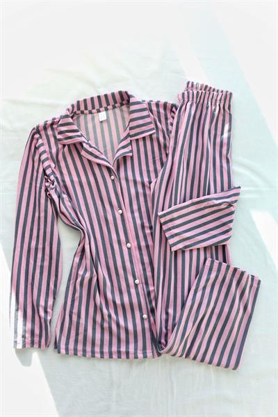 Düğmeli Desenli Pijama Takım
