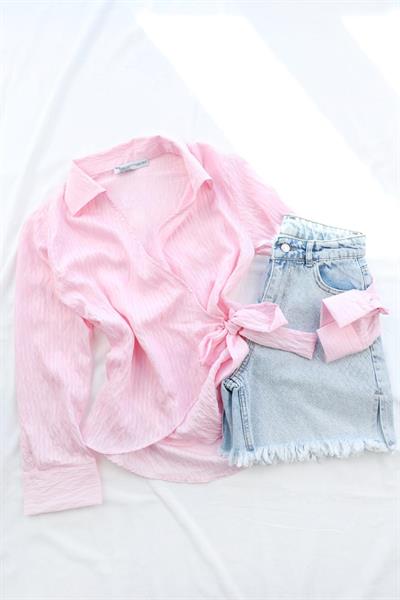 Bağlamalı Kruvaze Gömlek