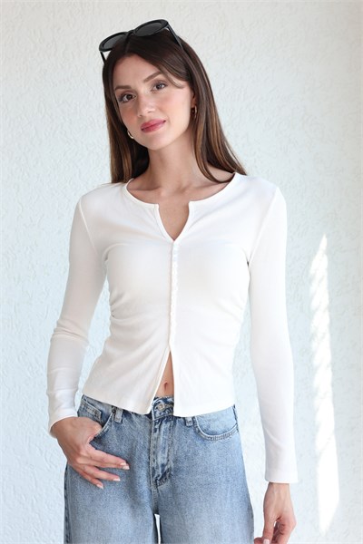 Düğmeli Kaşkorse Bluz
