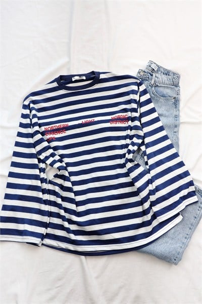 SweatLight Baskı Çizgili Sweaters