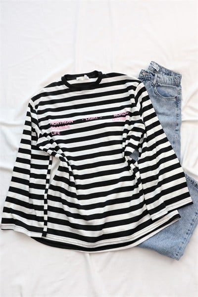 SweatLight Baskı Çizgili Sweaters