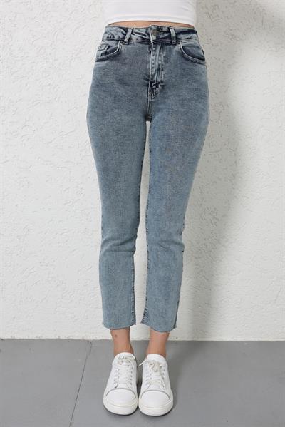 Paça Kesik Kar Yıkama Mom Jean