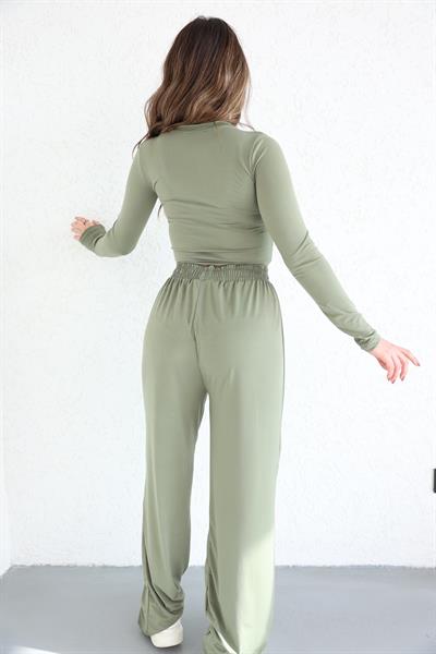 Bisiklet Yaka Plazzo Pantolon Takım