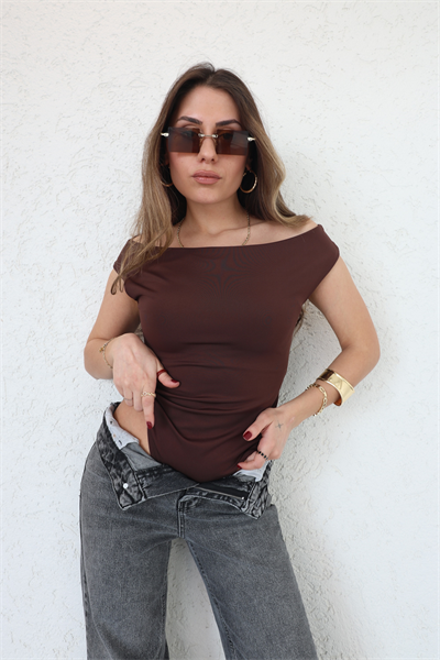 Kayık Yaka Dalgıç Bodysuit