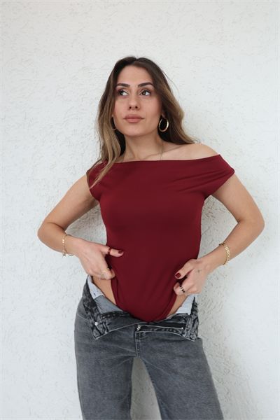 Kayık Yaka Dalgıç Bodysuit
