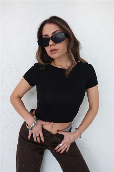 Sırt Açık Kısa Kol Crop