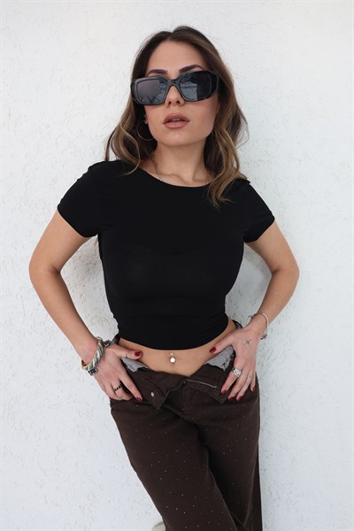 Sırt Açık Kısa Kol Crop