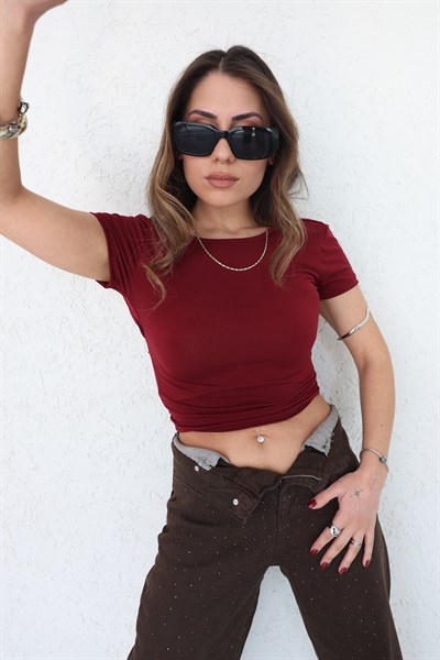 Sırt Açık Kısa Kol Crop
