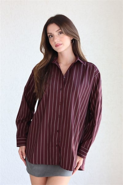 Çizgili Oversize Gömlek