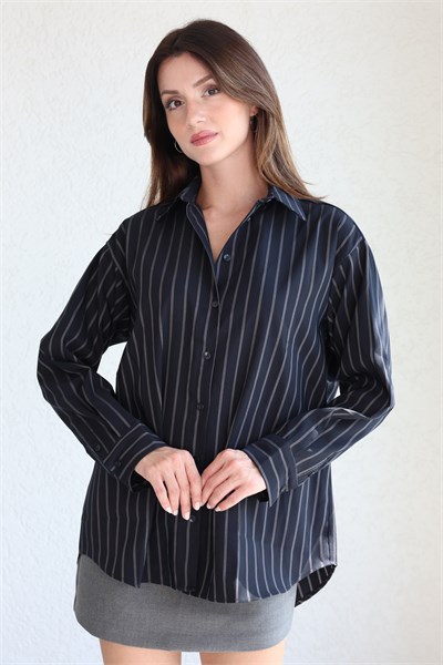 Çizgili Oversize Gömlek