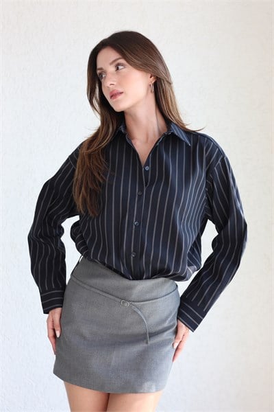 Çizgili Oversize Gömlek