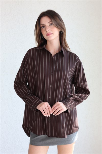 Çizgili Oversize Gömlek