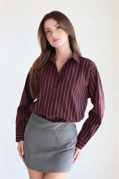 Çizgili Oversize Gömlek