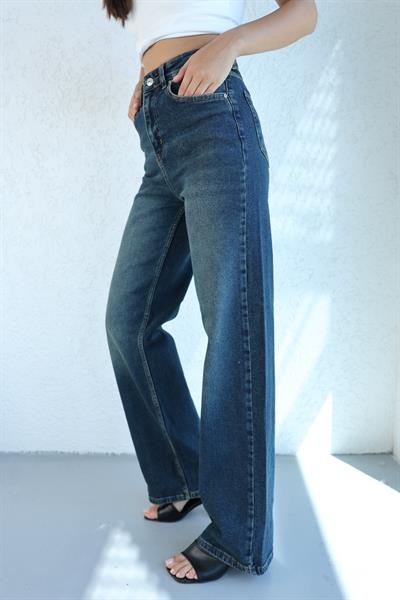 Likralı Dökümlü Plazzo Jean