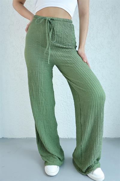 Gofre Bağcıklı Plazzo Pantolon