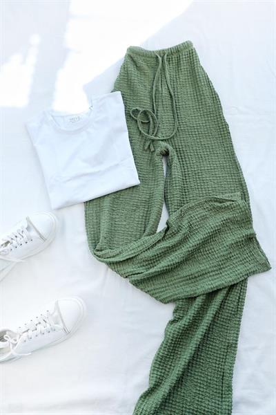 Gofre Bağcıklı Plazzo Pantolon