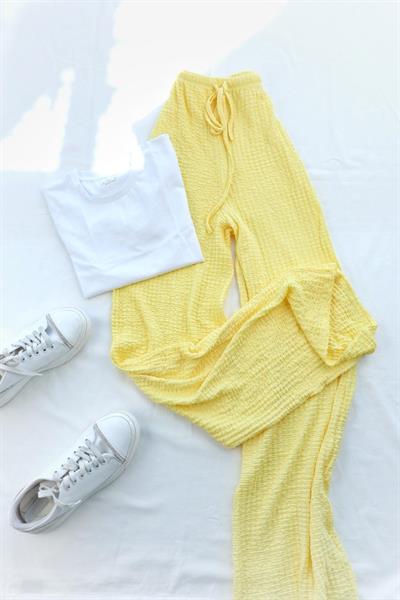 Gofre Bağcıklı Plazzo Pantolon