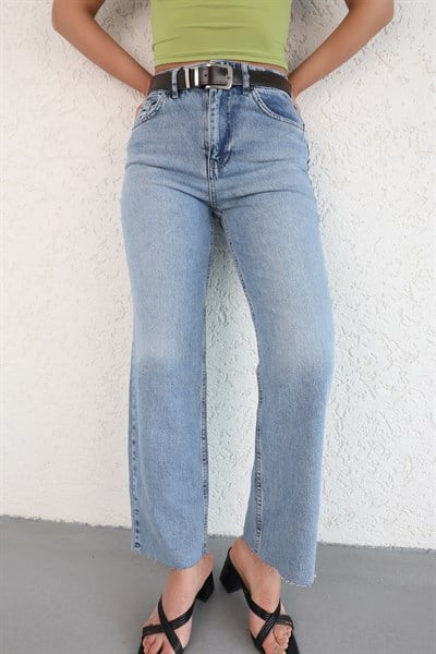 Kemerli Paça Kesik Jean