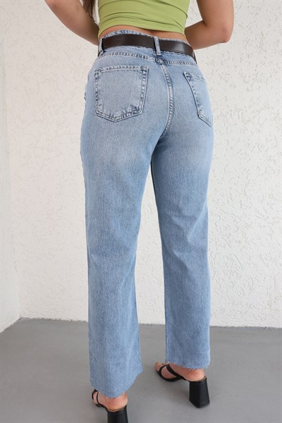 Kemerli Paça Kesik Jean