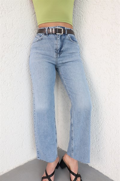 Kemerli Paça Kesik Jean