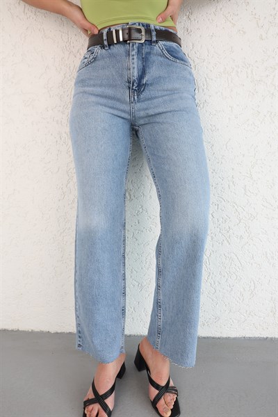 Kemerli Paça Kesik Jean