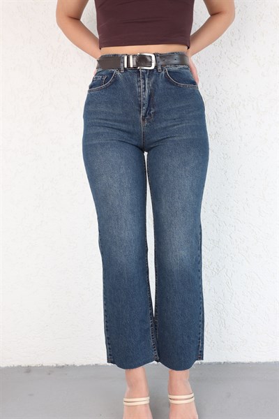 Kesik Paça Kemerli Jean
