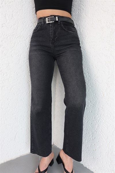 Kemerli Paça Kesik Jean