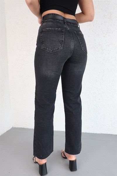 Kemerli Paça Kesik Jean