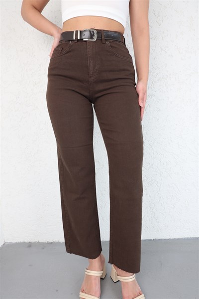 Paça Kesik Kemerli Pantolon