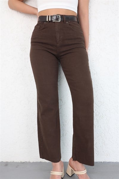 Paça Kesik Kemerli Pantolon