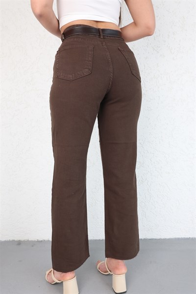 Paça Kesik Kemerli Pantolon