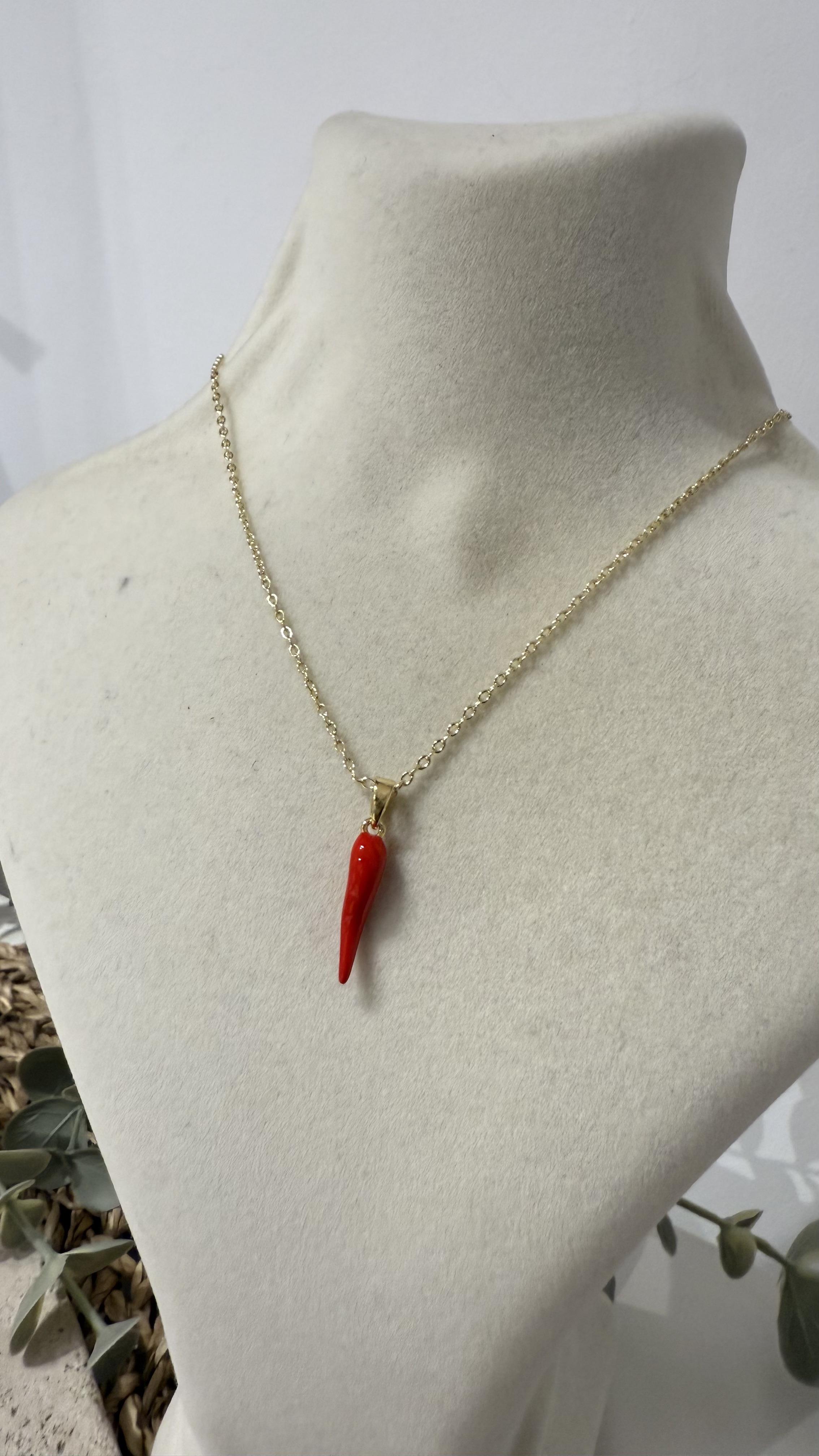 Çelik Gold Renk Biber Uçlu Kolye 40+5cm