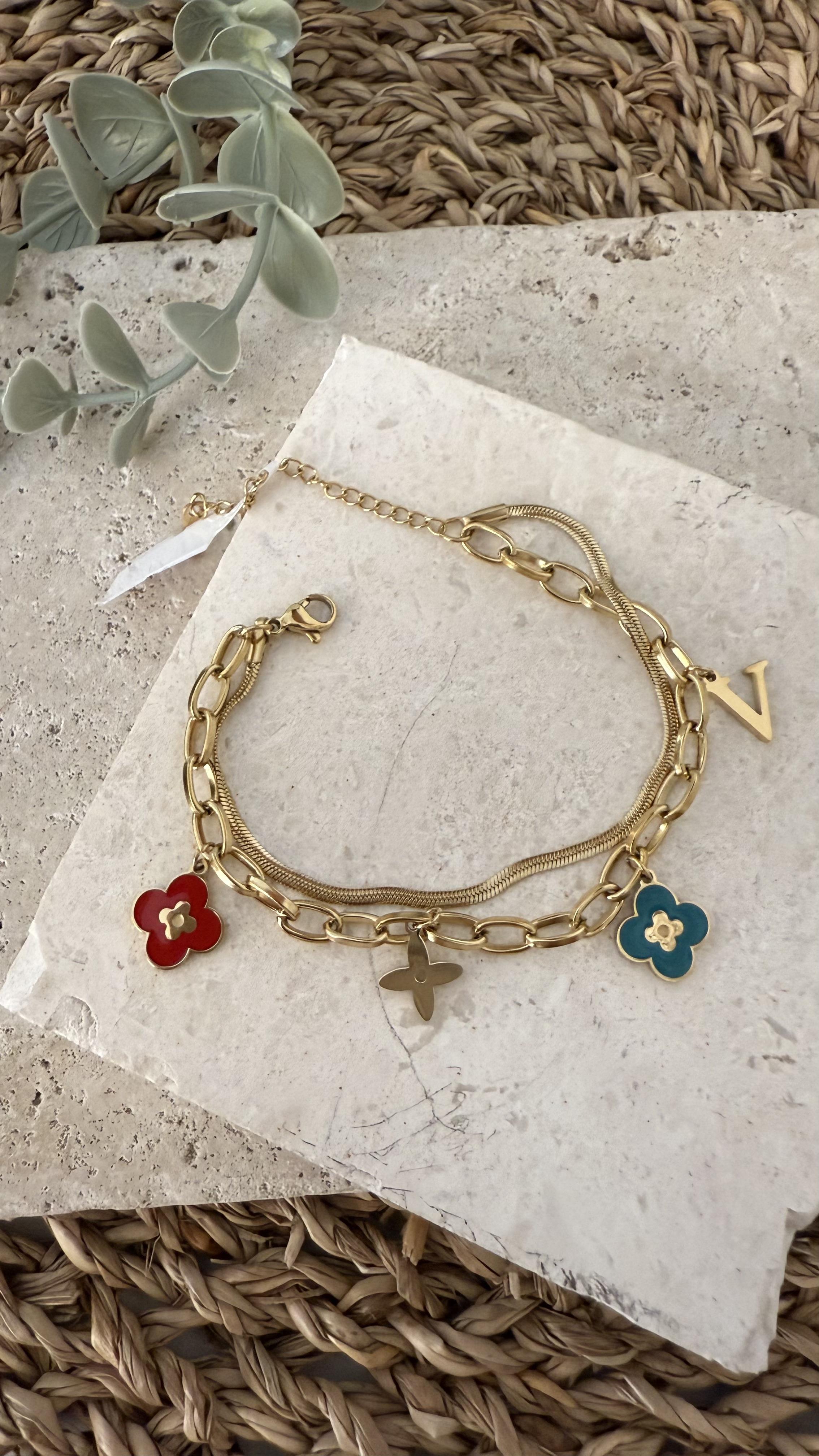 Çelik Gold Renk Charmlı Bileklik