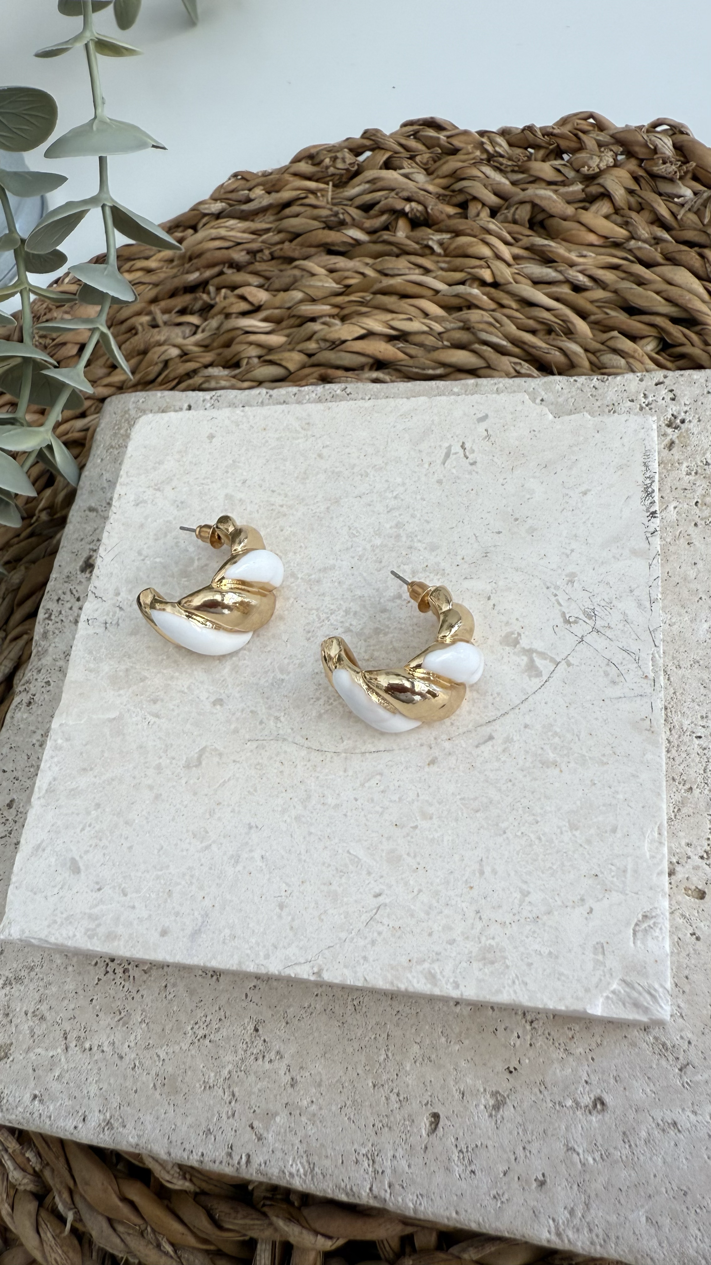 İthal Beyaz Gold Halka Küpe