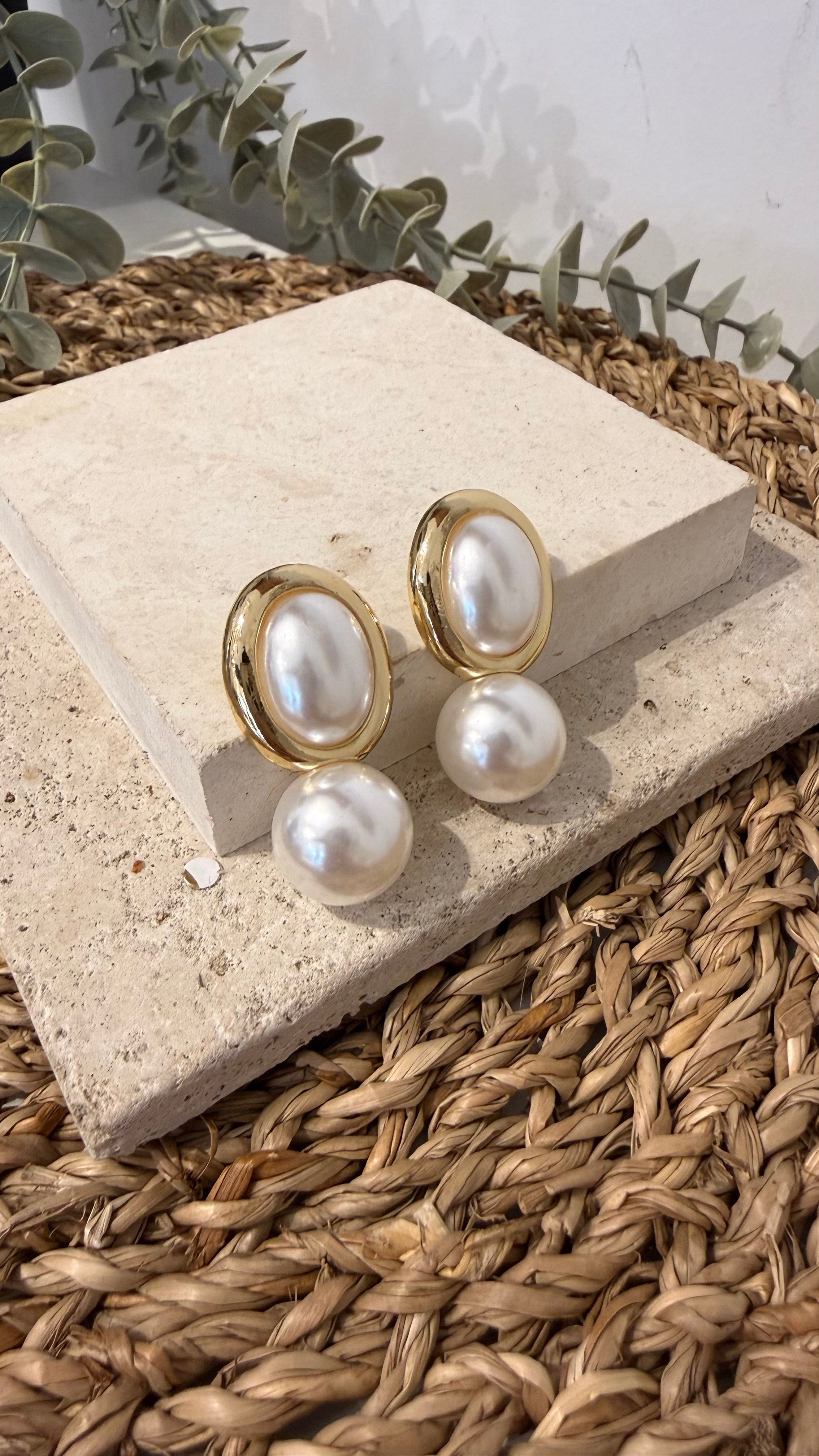 İthal Gold Renk İnci Küpe