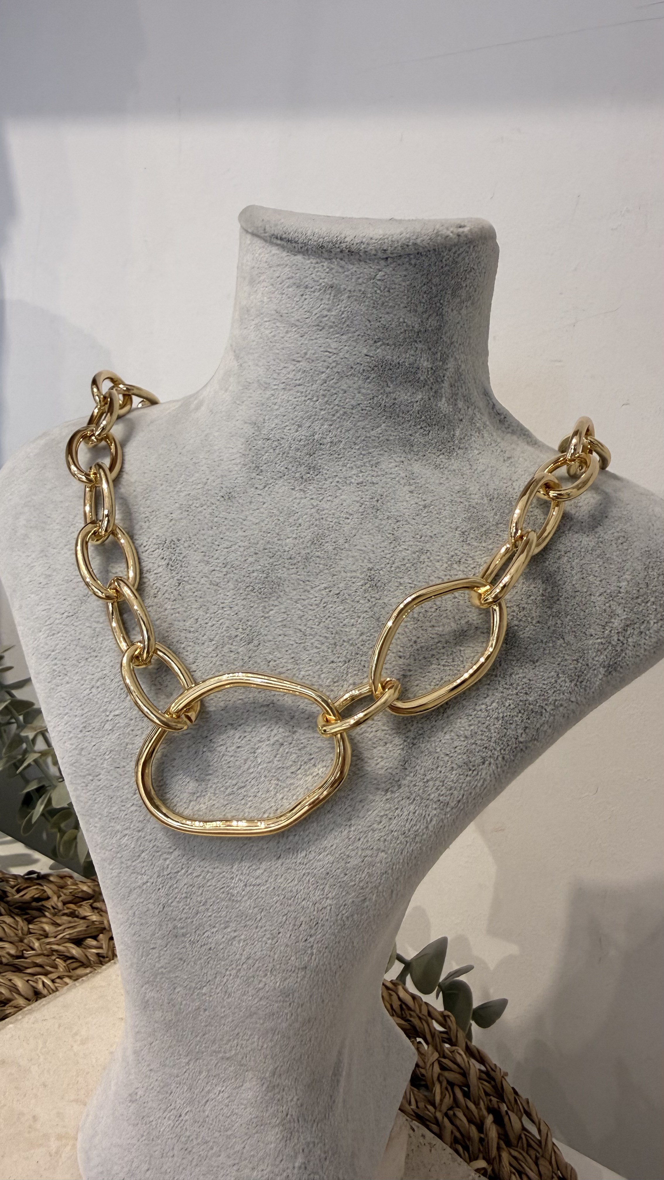 İthal Gold Renk Zincir Kolye 50cm