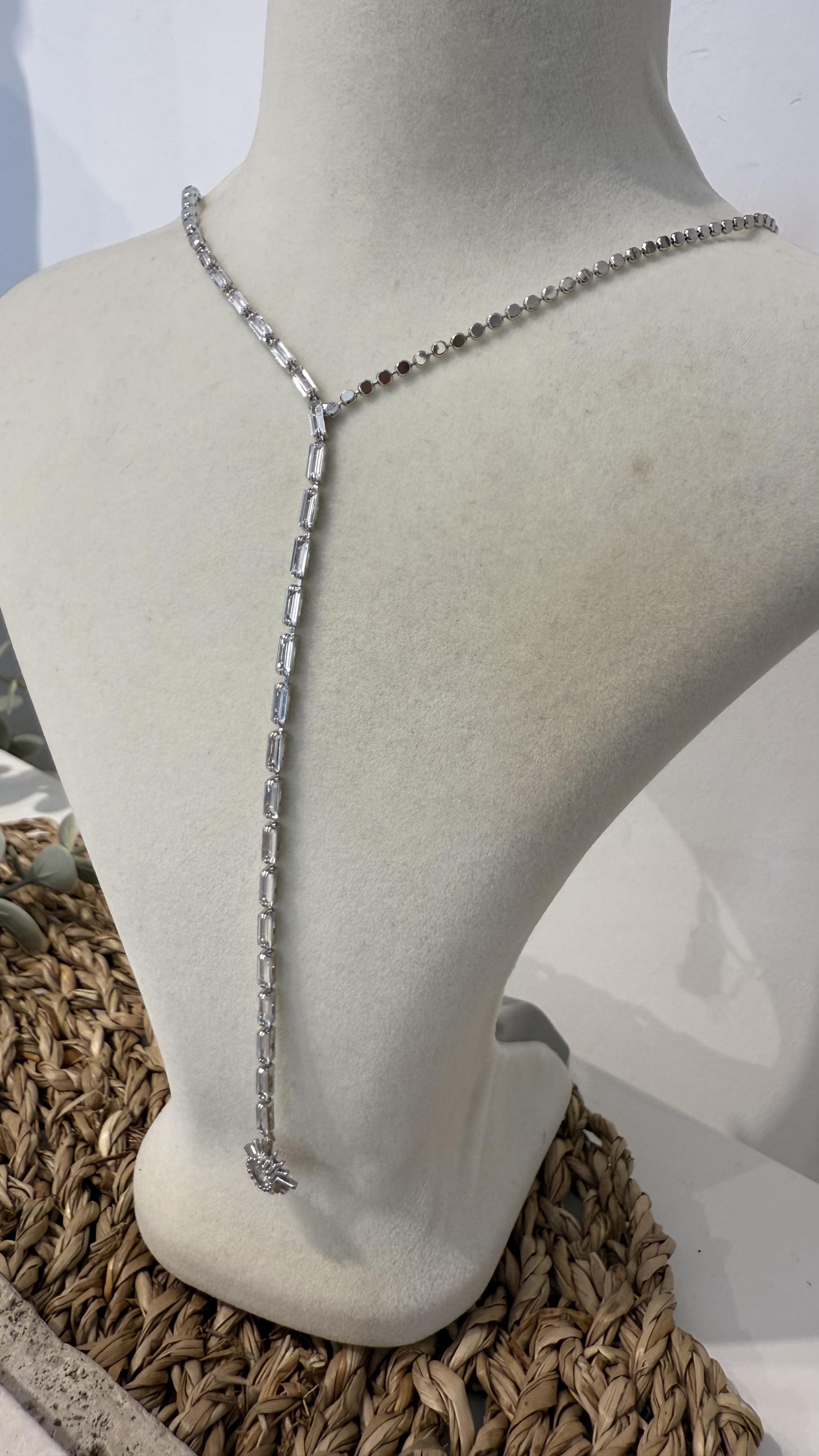 İthal Gümüş Taşlı Y Kolye 40cm