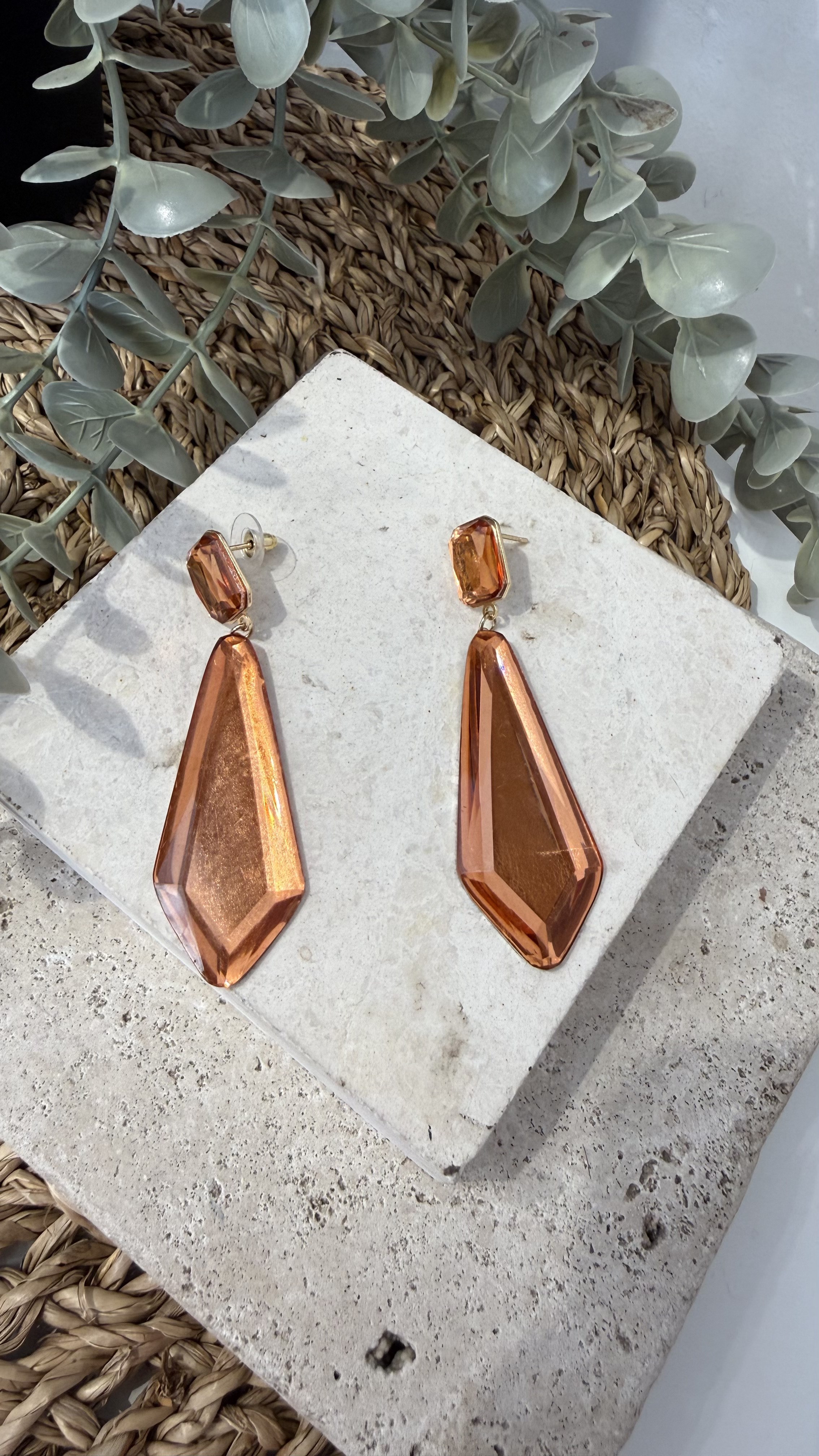 İthal Turuncu Gold Renk Küpe