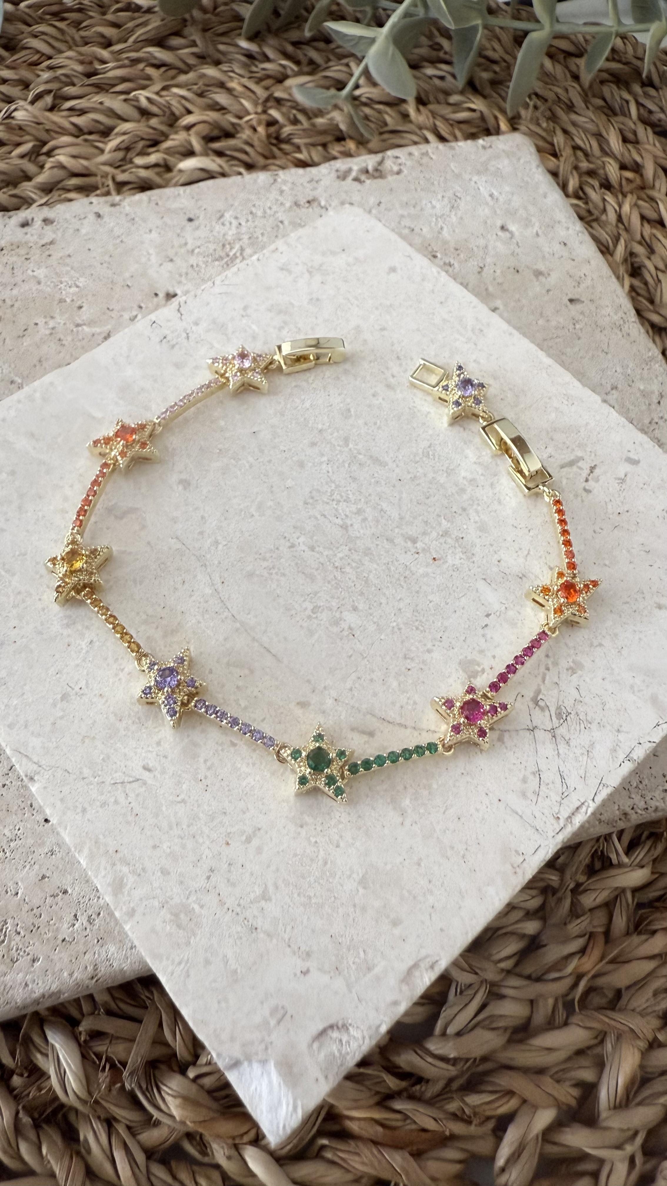 İthal Zirkon Gold Renk Yıldız Bileklik