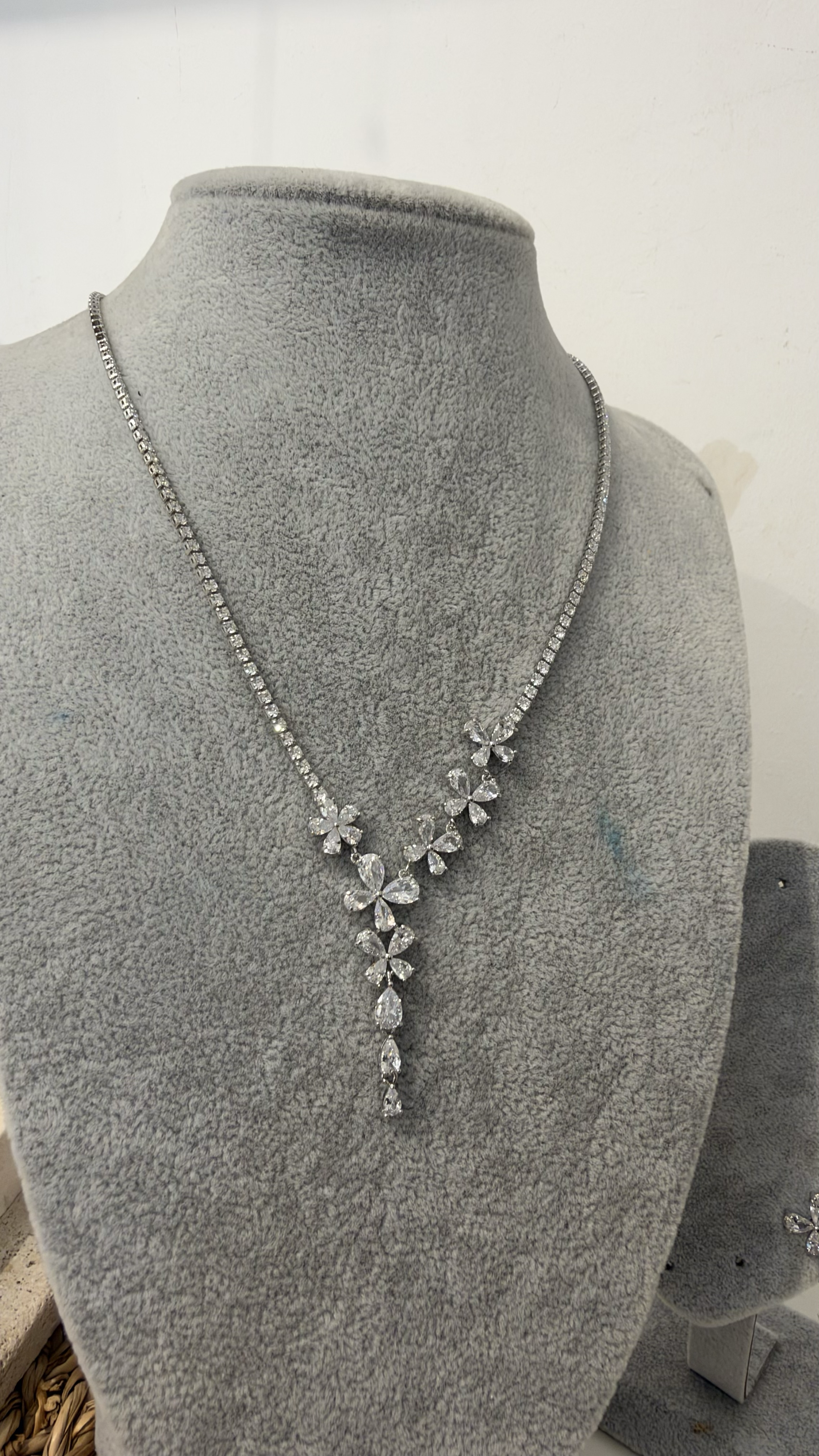 İthal Zirkon Taşlı Kolye Küpe Set