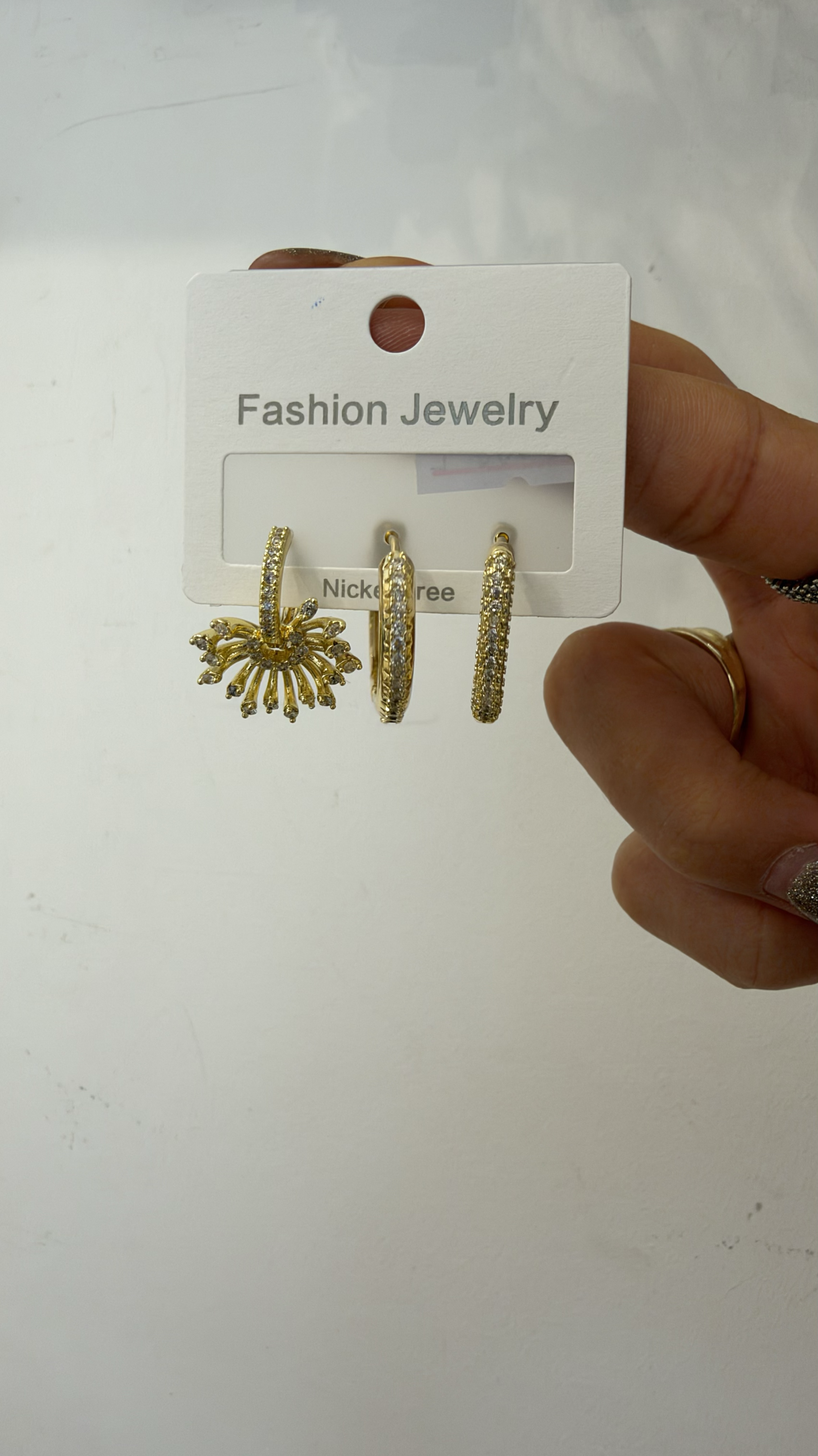 Zirkon Üçlü Gold Renk Küpe