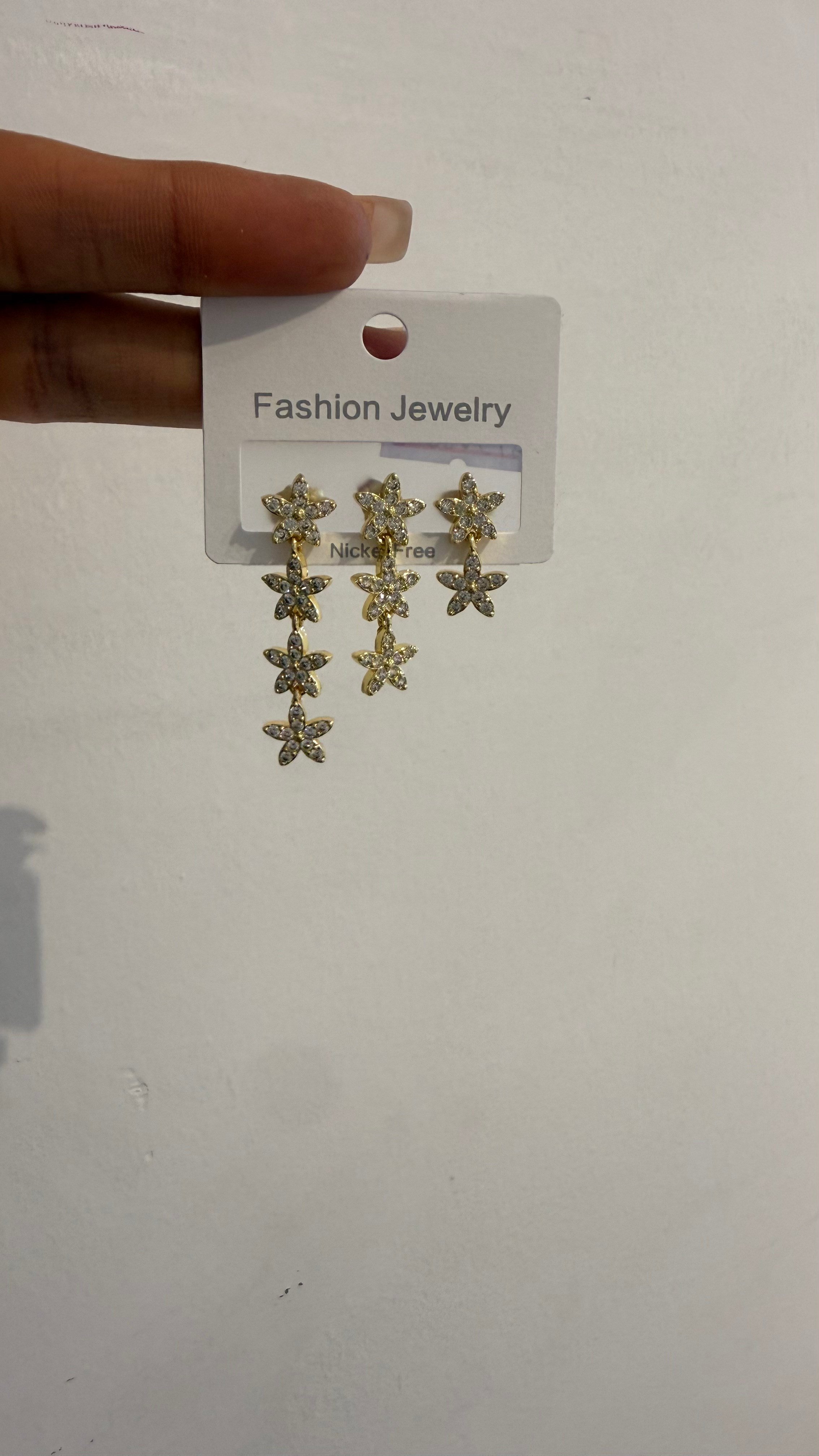 Zirkon Üçlü Gold Renk Küpe